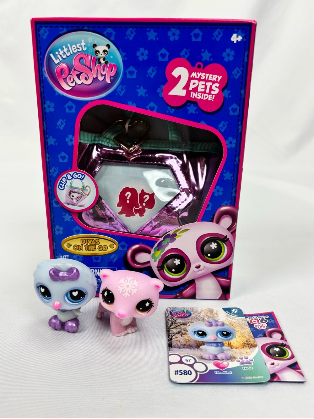 Littlest Pet Shop Series 6 Divas On The Go Owl & Ferret Diamond Purse Toy Girl